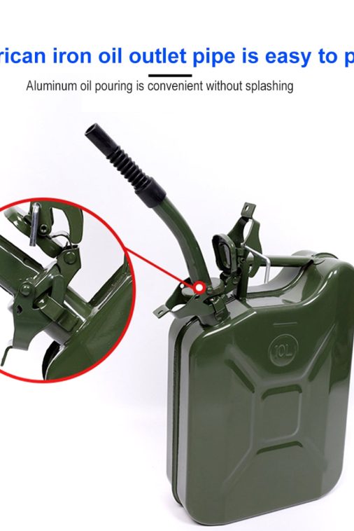 MoreChioce 5L Green Metal Jerry Can Store Container with Fixed Spout for Petrol Oil Water Alcohol - Image 8