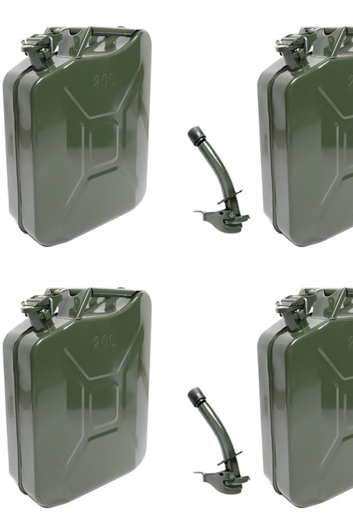MoreChioce 20L Green Metal Jerry Can Store Container with Fixed Spout for Petrol Oil Water Alcohol