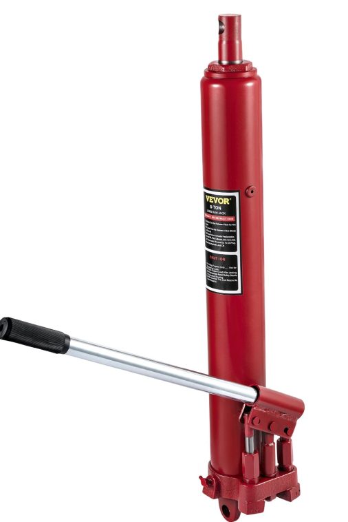 VEVOR Hydraulic Long Ram Jack, 8 Tons/17636 lbs Capacity, with Dual Piston Pump and Clevis Base, Manual Cherry Picker with Handle, for Garage/Shop Cranes, Engine Lift Hoist, Red