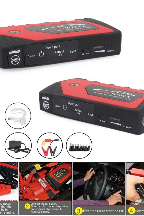 69800mAh Car Jump Starter Portable 4-USB Power Bank Battery Booster Clamp Kits