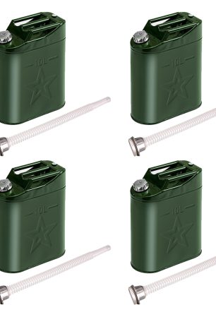 MoreChioce 10L Green Metal Jerry Can Store Container for Petrol Oil Water Alcohol