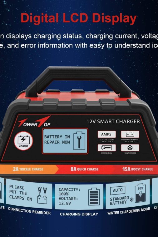 Towertop 12V 2/8/15A Smart Battery Charger/Maintainer Fully Automatic with Winter Mode - Image 6