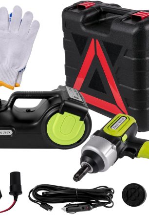 VEVOR Electric Car Jack 5ton Car Jack Hydraulic, Electric Floor Jack with Electric Impact Wrench, LED Light Hydraulic Jack Car Repair Tool, 155-530mm Lifting Range for SUV MPV Sedan Truck Repair