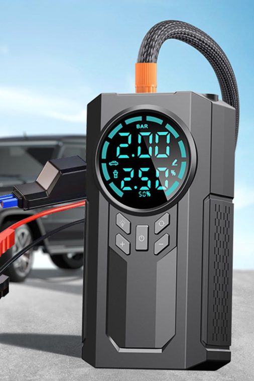 Aihimol Car Inflator Battery Jump 2-in-1 1000A Emergency Start Power Supply 12V Battery Pack Battery Booster Jump Box Portable Charger Jumper Cables LED Display Screen - Image 3