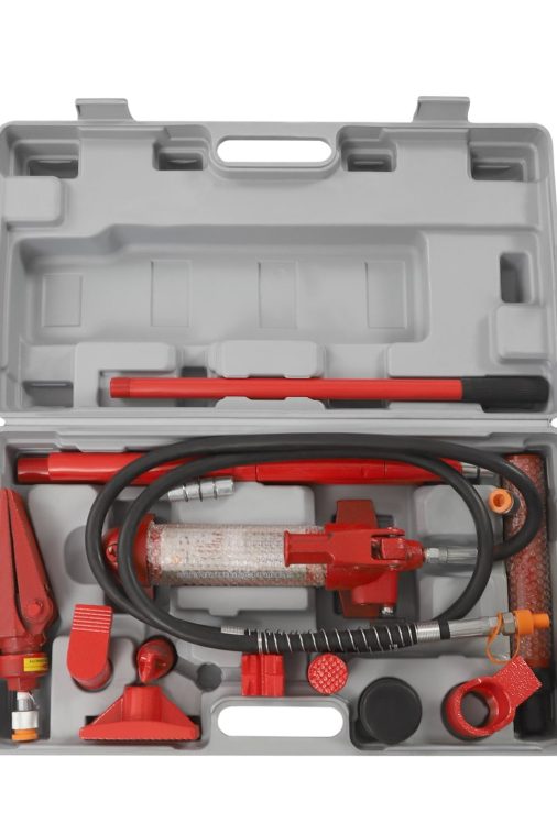 Aiqidi 6 Ton Portable Power Hydraulic Jack Auto Body Frame Machine Repair Kit Lift Ram Heavy Duty with Carrying Storage Case