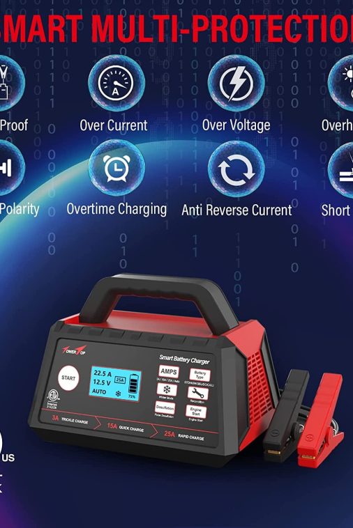 TowerTop Battery Charger, 3/15/25Amp 12V Fully Automatic Smart Trickle Charger, Automotive Battery Maintainer for 12 Volt Lead-Acid and LiFePO4 Lithium Batteries - Image 6