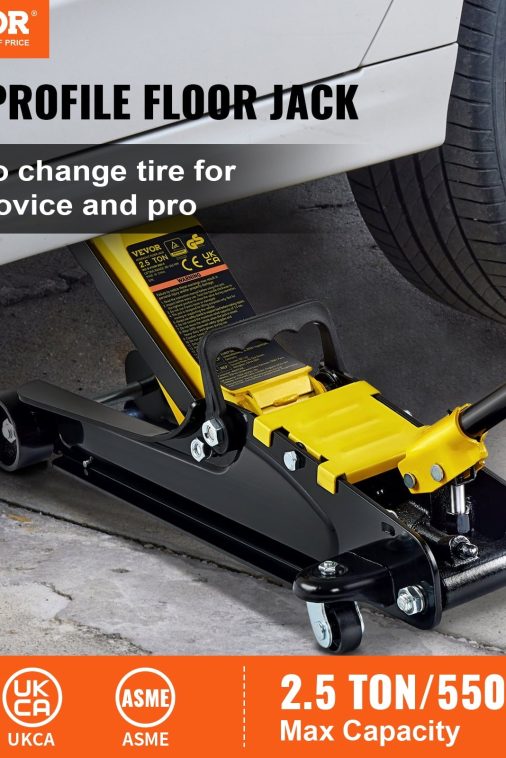 VEVOR Low Profile Floor Jack 2.5 ton Heavy Steel Single Piston Hydraulic Pump - Image 3