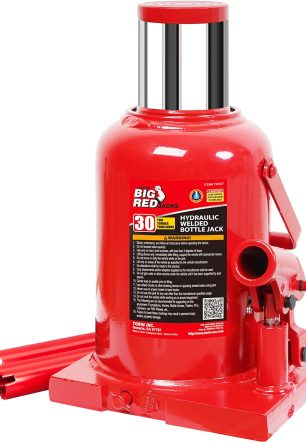 Big Red 30 Ton Stubby Low Profile Bottle Jack Welded Hydraulic Steel Car Jack,Red, W930R