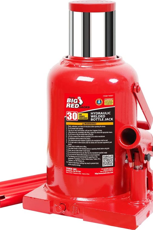 Big Red 30 Ton Stubby Low Profile Bottle Jack Welded Hydraulic Steel Car Jack,Red, W930R
