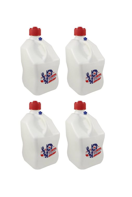 VP Racing Fuels Motorsport 5.5 Gallon Square Utility Jugs, White (4 Pack)