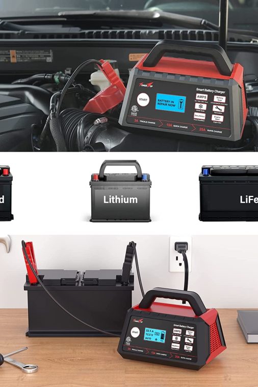 TowerTop Battery Charger, 3/15/25Amp 12V Fully Automatic Smart Trickle Charger, Automotive Battery Maintainer for 12 Volt Lead-Acid and LiFePO4 Lithium Batteries - Image 8