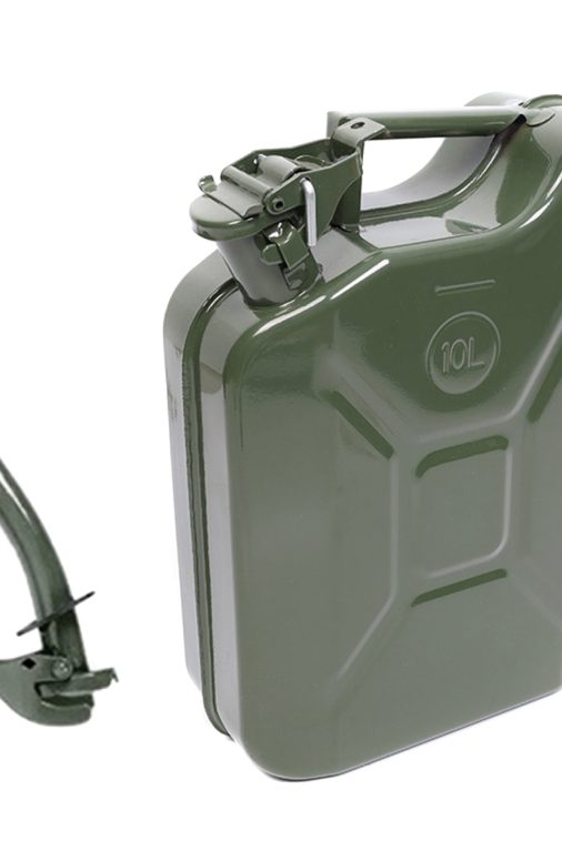 MoreChioce 10L Green Metal Jerry Can Store Container with Fixed Spout for Petrol Oil Water Alcohol - Image 4