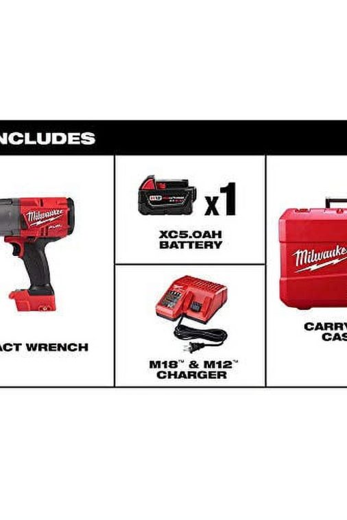 Milwaukee M18 FUEL 18-Volt Lithium-Ion Brushless Cordless 1/2 in. Impact Wrench with Friction Ring Kit with One 5.0Ah Batteries - Image 7