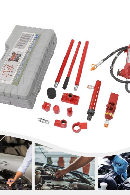 Aiqidi 6 Ton Portable Power Hydraulic Jack Auto Body Frame Machine Repair Kit Lift Ram Heavy Duty with Carrying Storage Case - Image 4