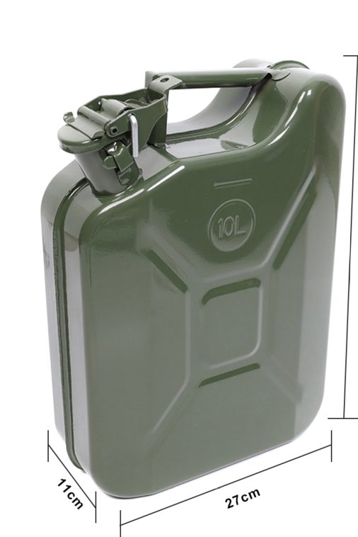 MoreChioce 10L Green Metal Jerry Can Store Container with Fixed Spout for Petrol Oil Water Alcohol - Image 5