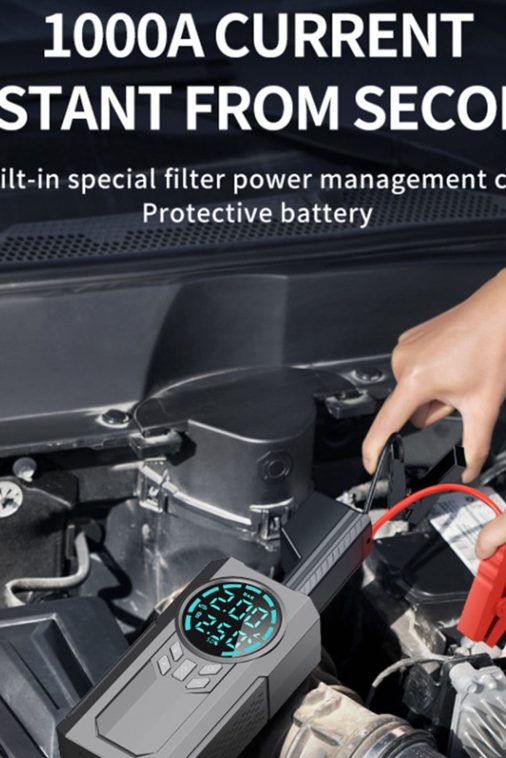 Aihimol Car Inflator Battery Jump 2-in-1 1000A Emergency Start Power Supply 12V Battery Pack Battery Booster Jump Box Portable Charger Jumper Cables LED Display Screen - Image 7