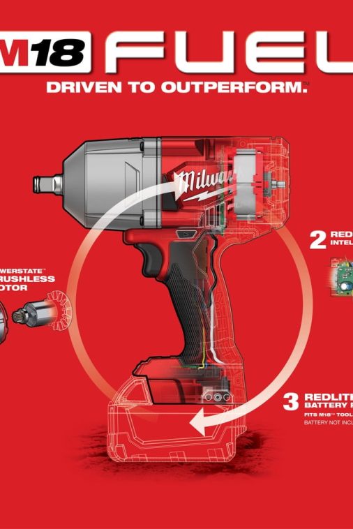 Milwaukee M18 FUEL 18-Volt Lithium-Ion Brushless Cordless 1/2 in. Impact Wrench with Friction Ring (Tool-Only) - Image 5