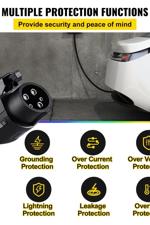 VEVOR Level 2 EV Charger, 16 Amp 110V-240V 3.84 kW, Portable Electric Vehicle Charger with 25 ft Charging Cable NEMA 6-20 Plug, SAE J1772 Standard Plug-in Home EV Charging Station for Electric Cars - Image 9