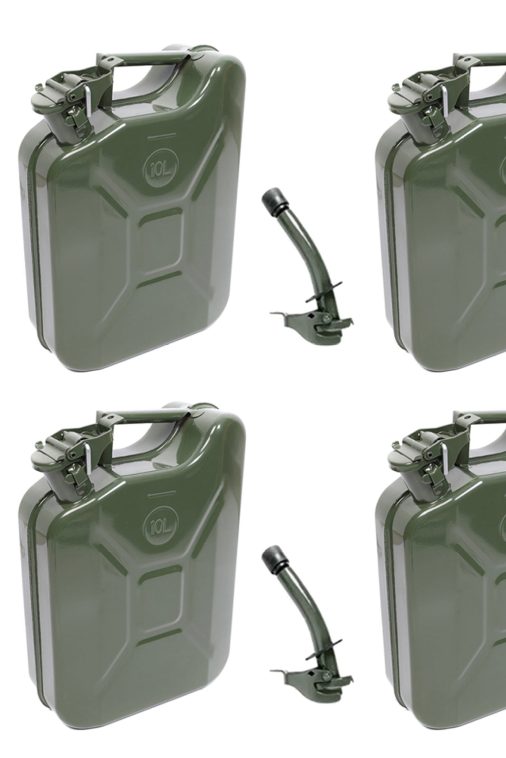 MoreChioce 10L Green Metal Jerry Can Store Container with Fixed Spout for Petrol Oil Water Alcohol