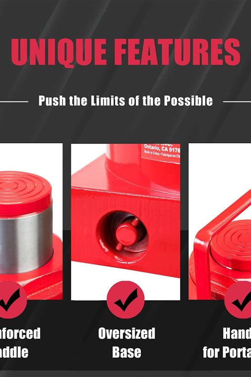 Big Red 30 Ton Stubby Low Profile Bottle Jack Welded Hydraulic Steel Car Jack,Red, W930R - Image 4