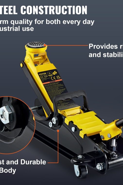VEVOR Low Profile Floor Jack 2.5 ton Heavy Steel Single Piston Hydraulic Pump - Image 5