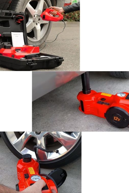 TCFUNDY 5 Ton Hydraulic Car Jack Kit Electric Floor Jack Lift Kit w/ Impact Wrench & Tire Inflator Pump - Image 9
