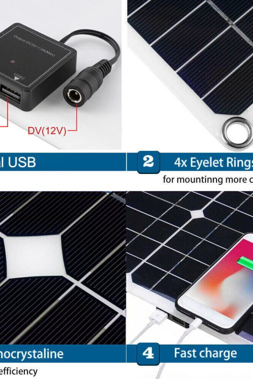 Xhy Solar Panel Kit 400W with Controller and Power Inverter Battery Charger Maintainer for Boat Car RV Motorcycle Marine Automotive - Image 4