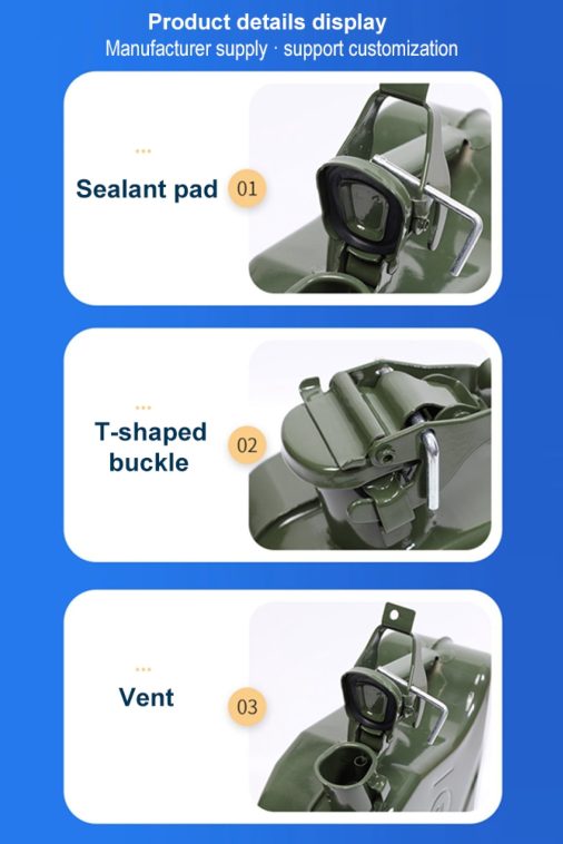 MoreChioce 5L Green Metal Jerry Can Store Container with Fixed Spout for Petrol Oil Water Alcohol - Image 9