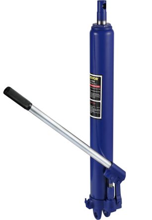 VEVOR Hydraulic Long Ram Jack, 8 Tons/17363 lbs Capacity, with Single Piston Pump and Clevis Base, Manual Cherry Picker with Handle, for Garage/Shop Cranes, Engine Lift Hoist, Blue