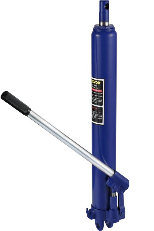 VEVOR Hydraulic Long Ram Jack, 8 Tons/17363 lbs Capacity, with Single Piston Pump and Clevis Base, Manual Cherry Picker with Handle, for Garage/Shop Cranes, Engine Lift Hoist, Blue