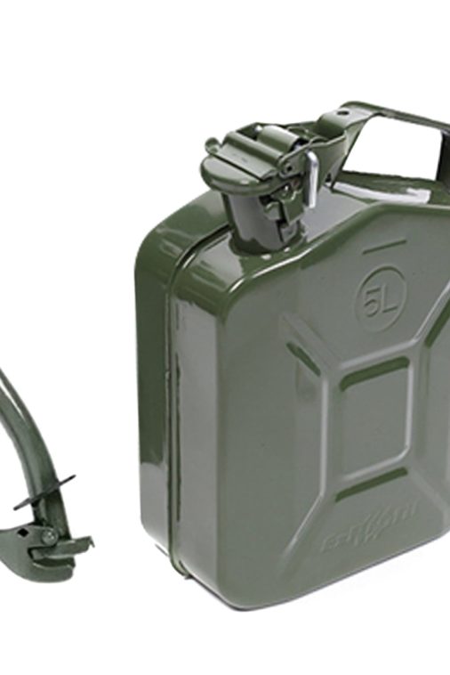 MoreChioce 5L Green Metal Jerry Can Store Container with Fixed Spout for Petrol Oil Water Alcohol - Image 4