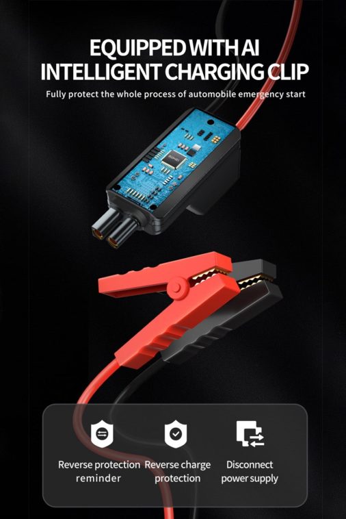 Aihimol Car Inflator Battery Jump 2-in-1 1000A Emergency Start Power Supply 12V Battery Pack Battery Booster Jump Box Portable Charger Jumper Cables LED Display Screen - Image 9