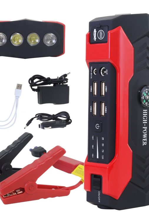 99800mAh 12V Car Jump Starter Portable 4 USB Port Charger LED Flashlight Power Bank Battery Booster