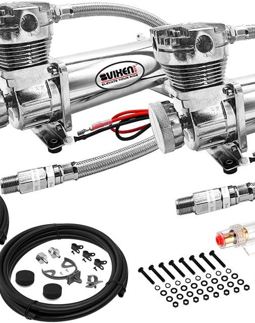 Vixen Air Suspension Kit for Truck/Car Bag/Air Ride/Spring. On Board System- Dual 200psi Compressor, 6 Gallon Tank. For Boat Lift,Towing,Lowering,Load Leveling,Onboard Train Horn VXX3804PW/4863DCF - Image 3