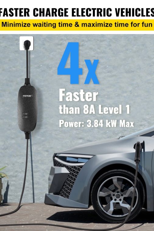 VEVOR Level 2 EV Charger, 16 Amp 110V-240V 3.84 kW, Portable Electric Vehicle Charger with 25 ft Charging Cable NEMA 6-20 Plug, SAE J1772 Standard Plug-in Home EV Charging Station for Electric Cars - Image 7