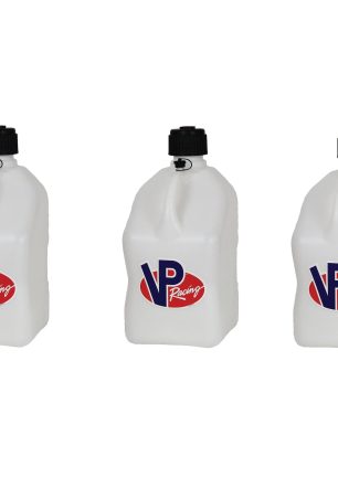VP Racing Fuels Motorsport 5.5 Gal Utility Jugs w/ Hoses, White (3 Pack)