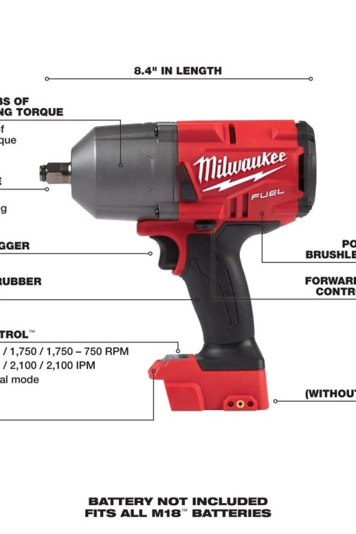 Milwaukee M18 FUEL 18-Volt Lithium-Ion Brushless Cordless 1/2 in. Impact Wrench with Friction Ring (Tool-Only) - Image 4