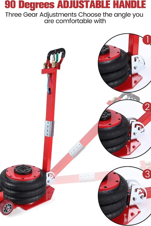 WhizMax 3 Ton/6600 lbs Triple Bag Air Jack, Quick Air Bag Jack Lift Up to 15.75 Inch, 3-5S Fast Lifting, Air Bag Jack for Cars with Adjustable Long Handle, Brass Valve - Image 6