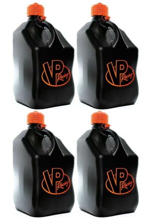 VP Racing Fuels 3852 Motorsport 5 Gallon Square Plastic Utility Jug Black & Orange (4 Pack)